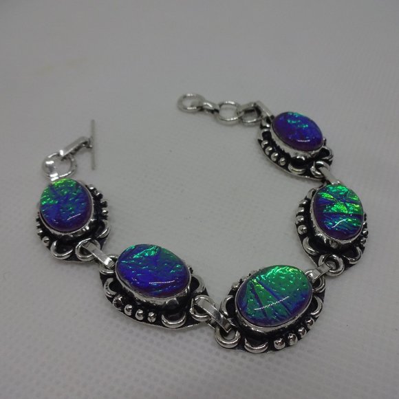 Sparkling "RAINBOW FIRE TOPAZ" Handmade Sterling Bracelet 7"  #634 - Picture 1 of 3